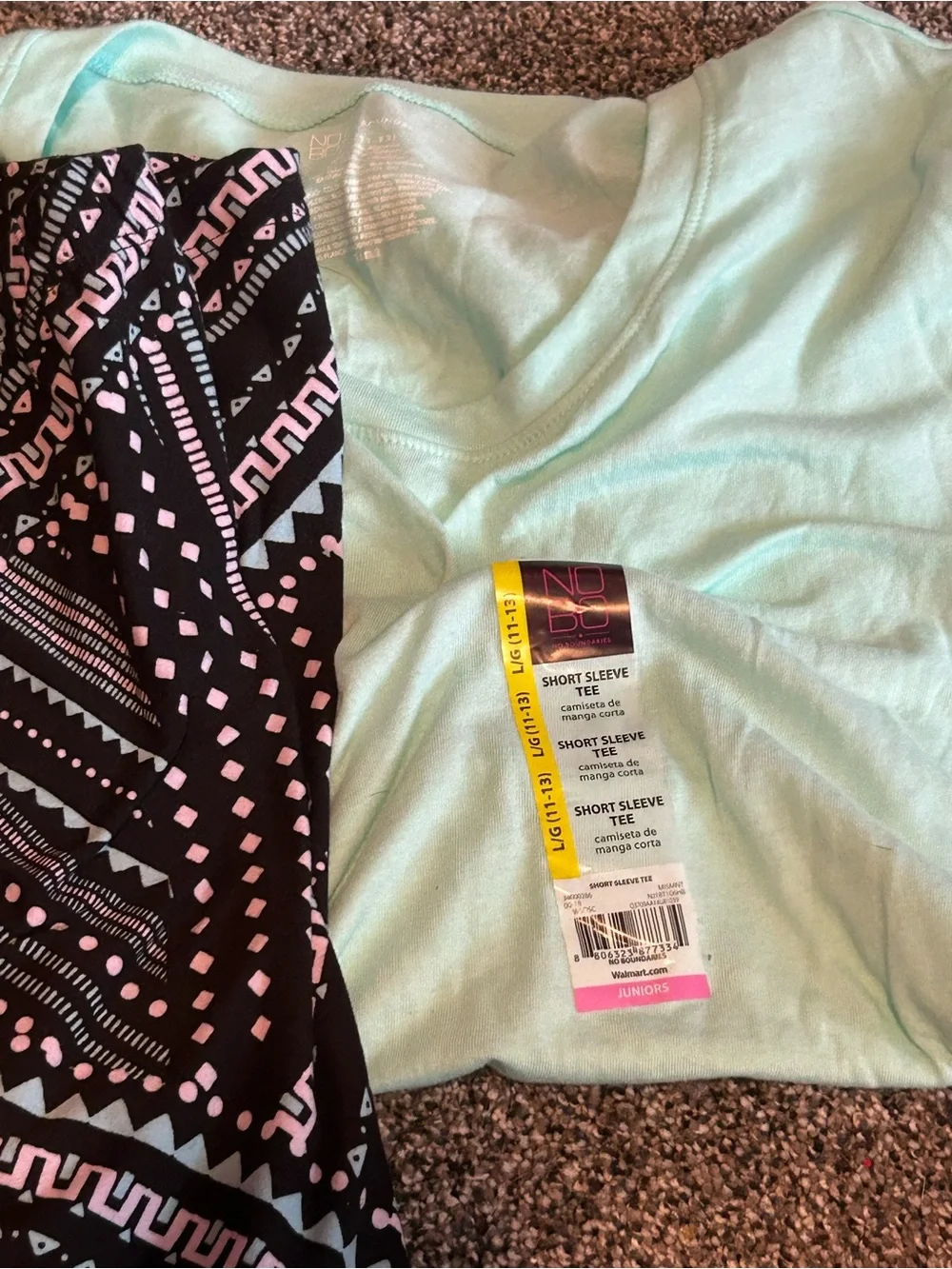 NWT No Boundaries Mint Tee & Tribal Geometric Print Leggings Active Set L 11-13